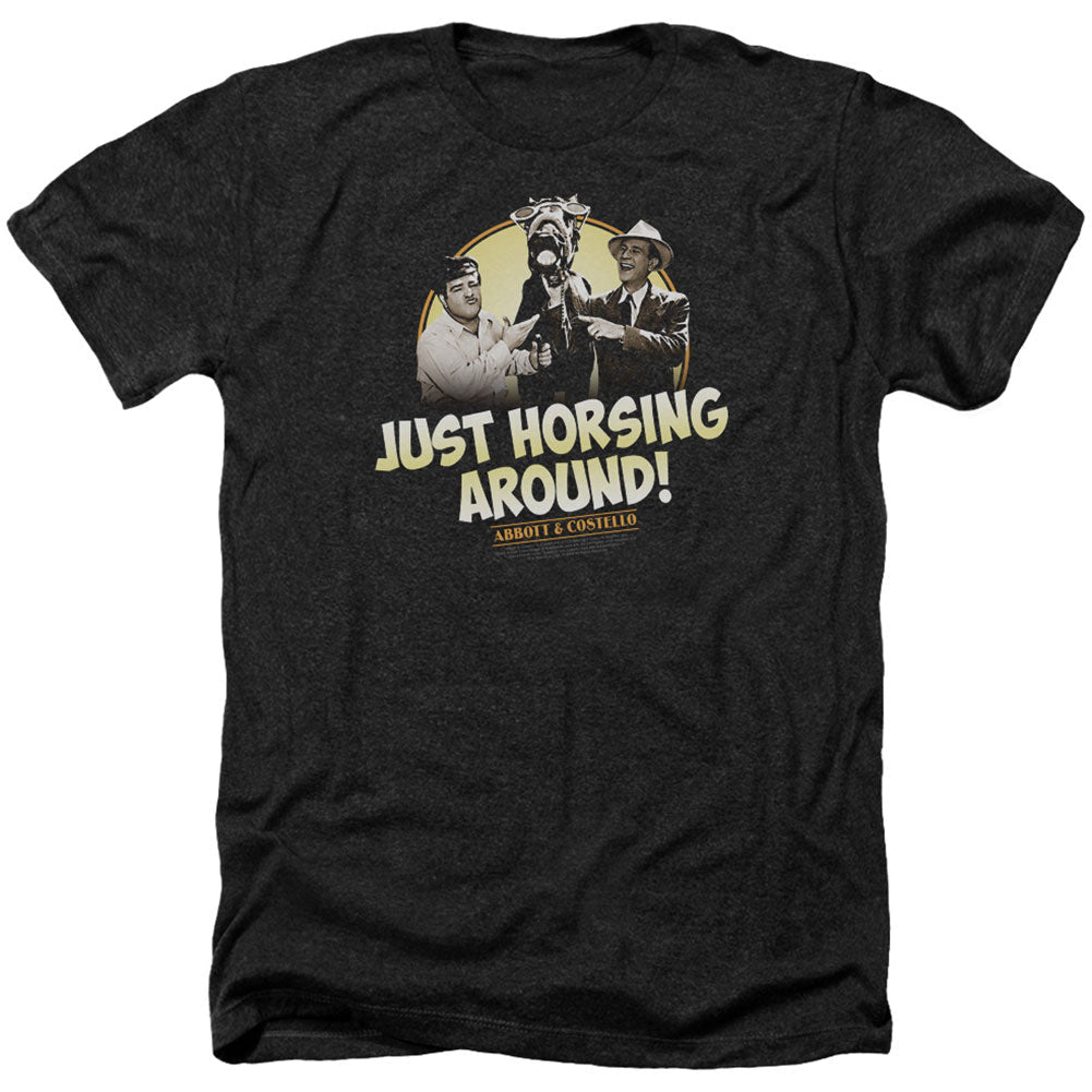 Abbott & Costello Horsing Around Adult Heather 40% Poly T-shirt