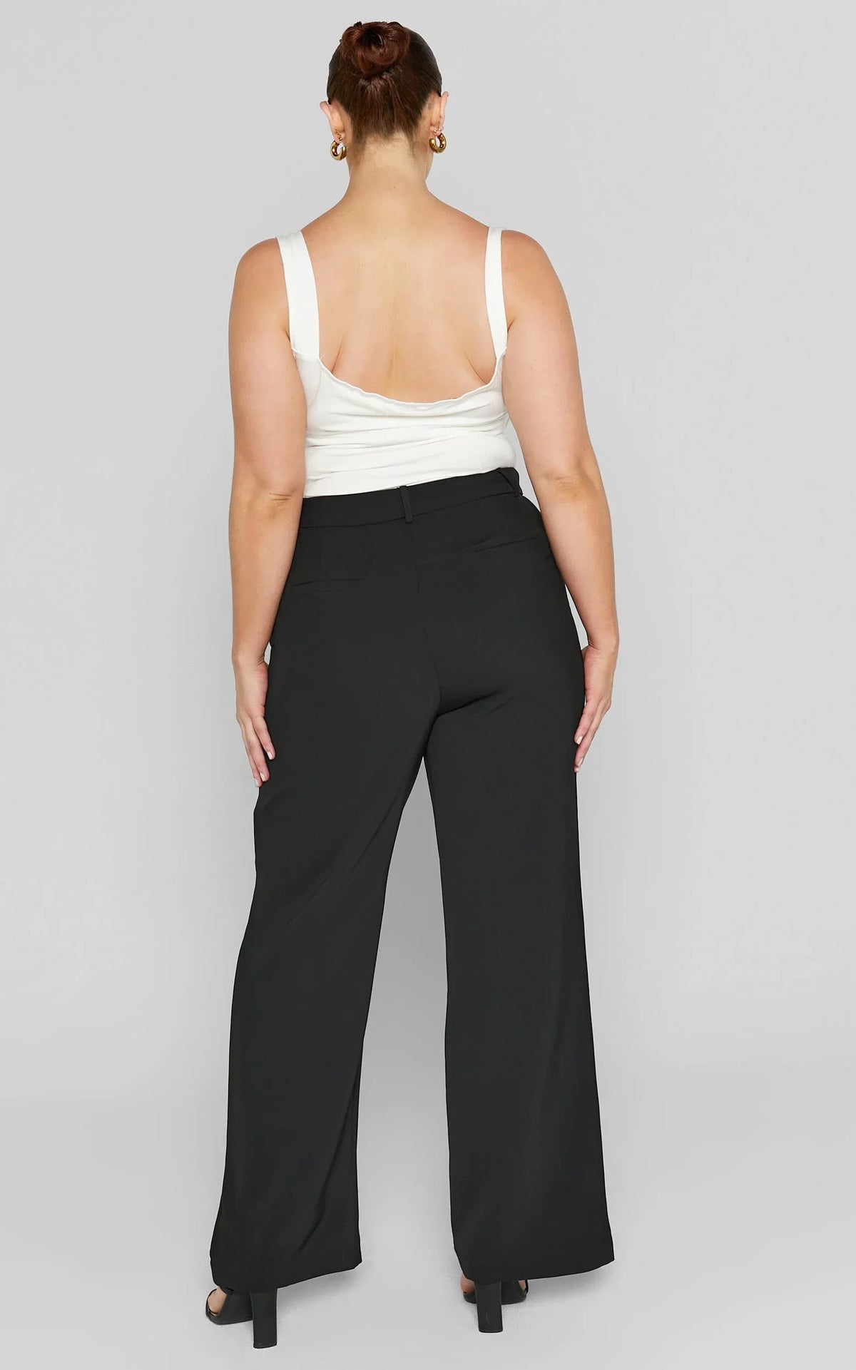 Bonnie Pants - High Waisted Tailored Wide Leg Pants in Black