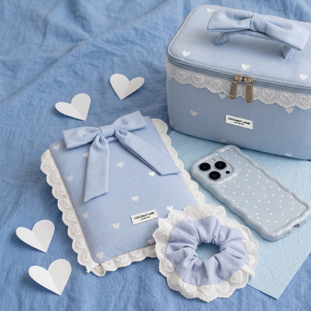 Book Sleeve - Powder Blue Hearts