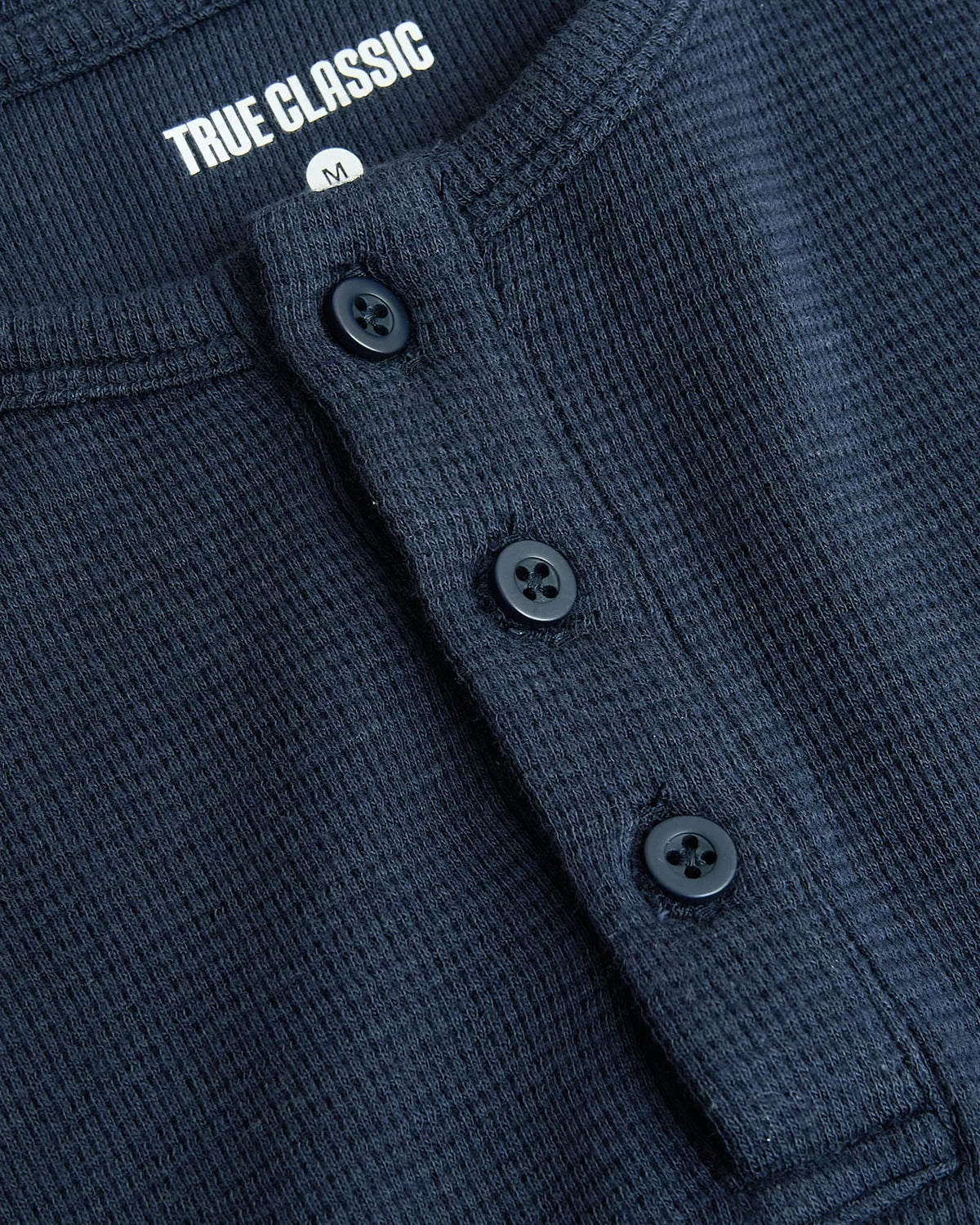 Boys Navy Long Sleeve Waffle Henley