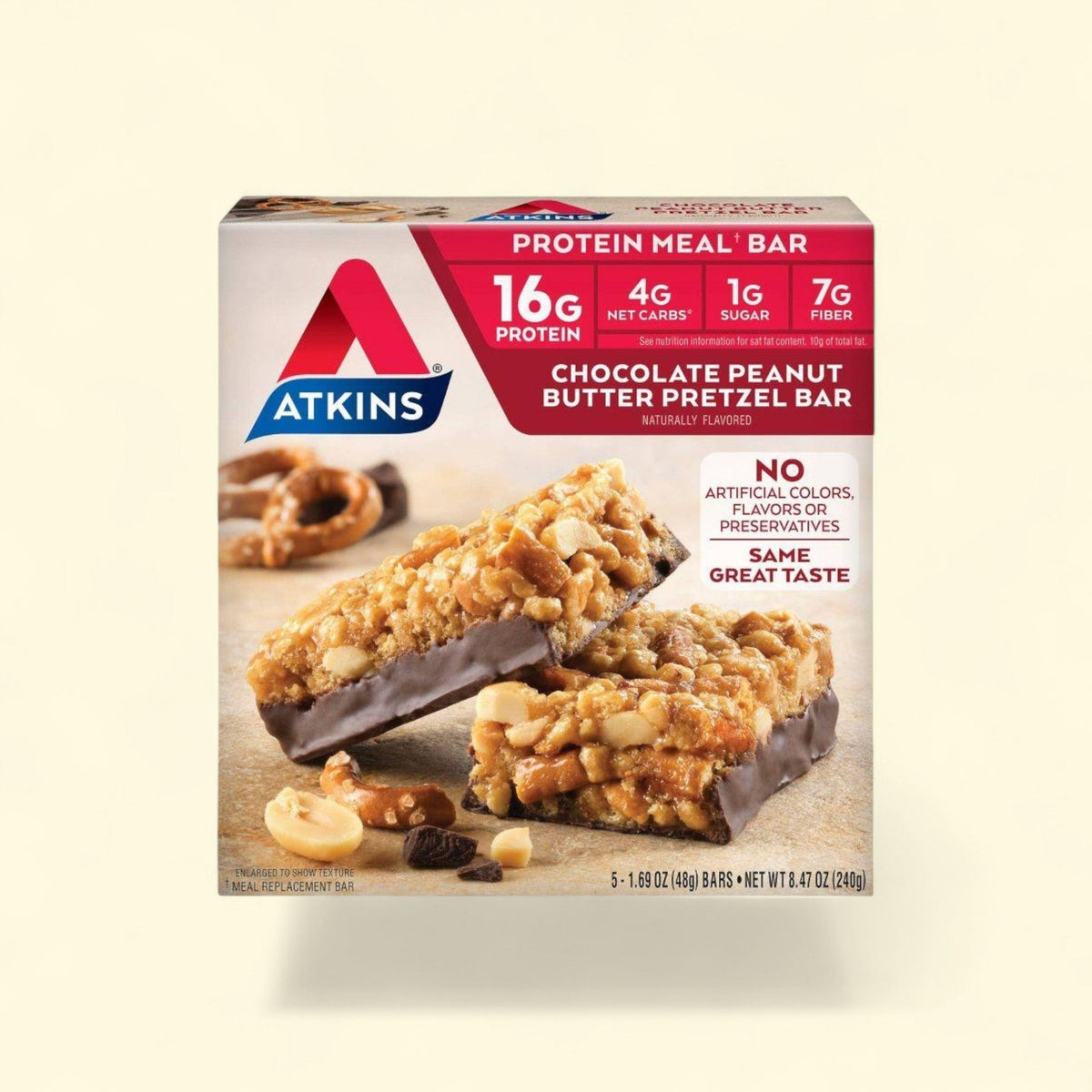 Atkins Protein Meal Bar, Chocolate Peanut Butter Pretzel, 5ct/8.47oz