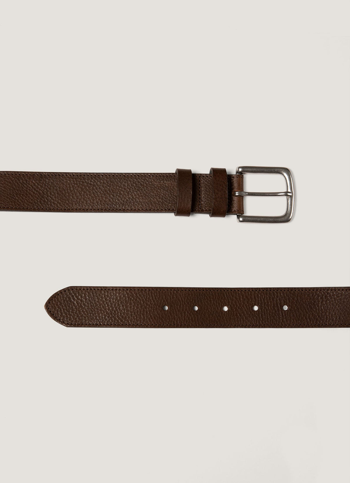 35Mm Grained Leather Belt In Brown