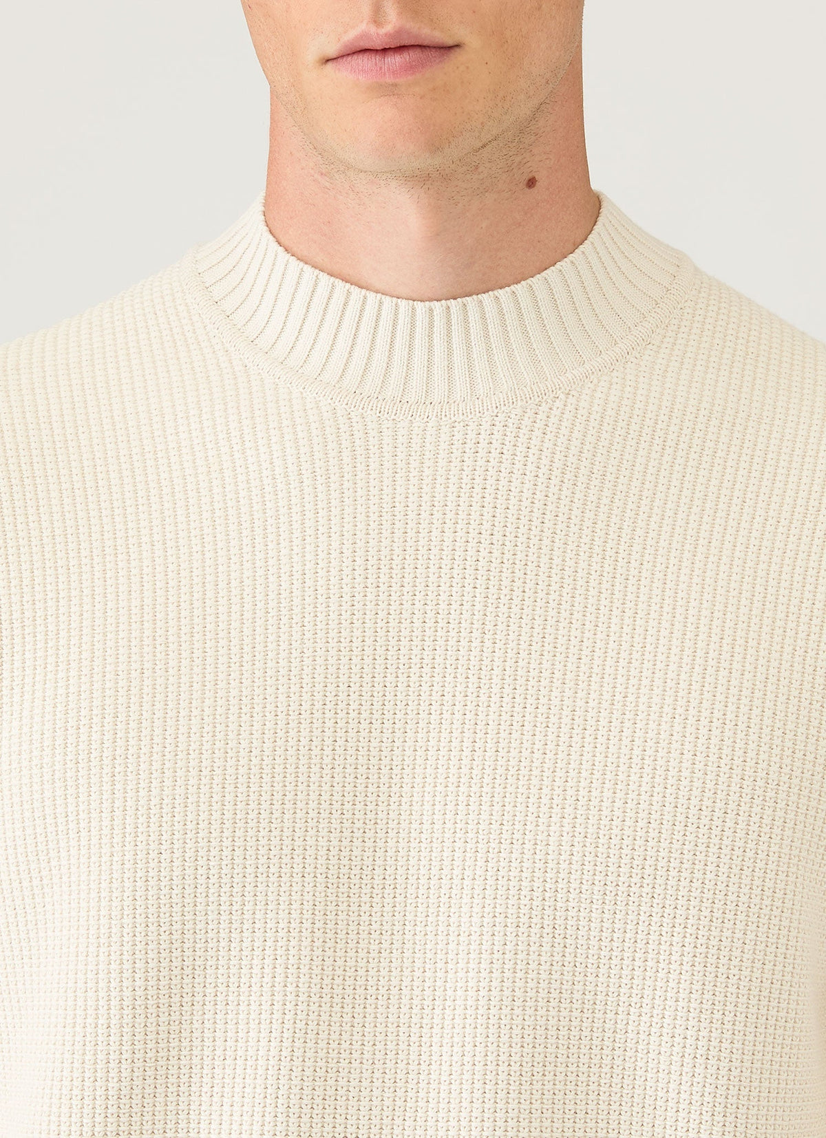 Mens Cotton Crew Neck Jumper In Ecru Mjum8302 Whif