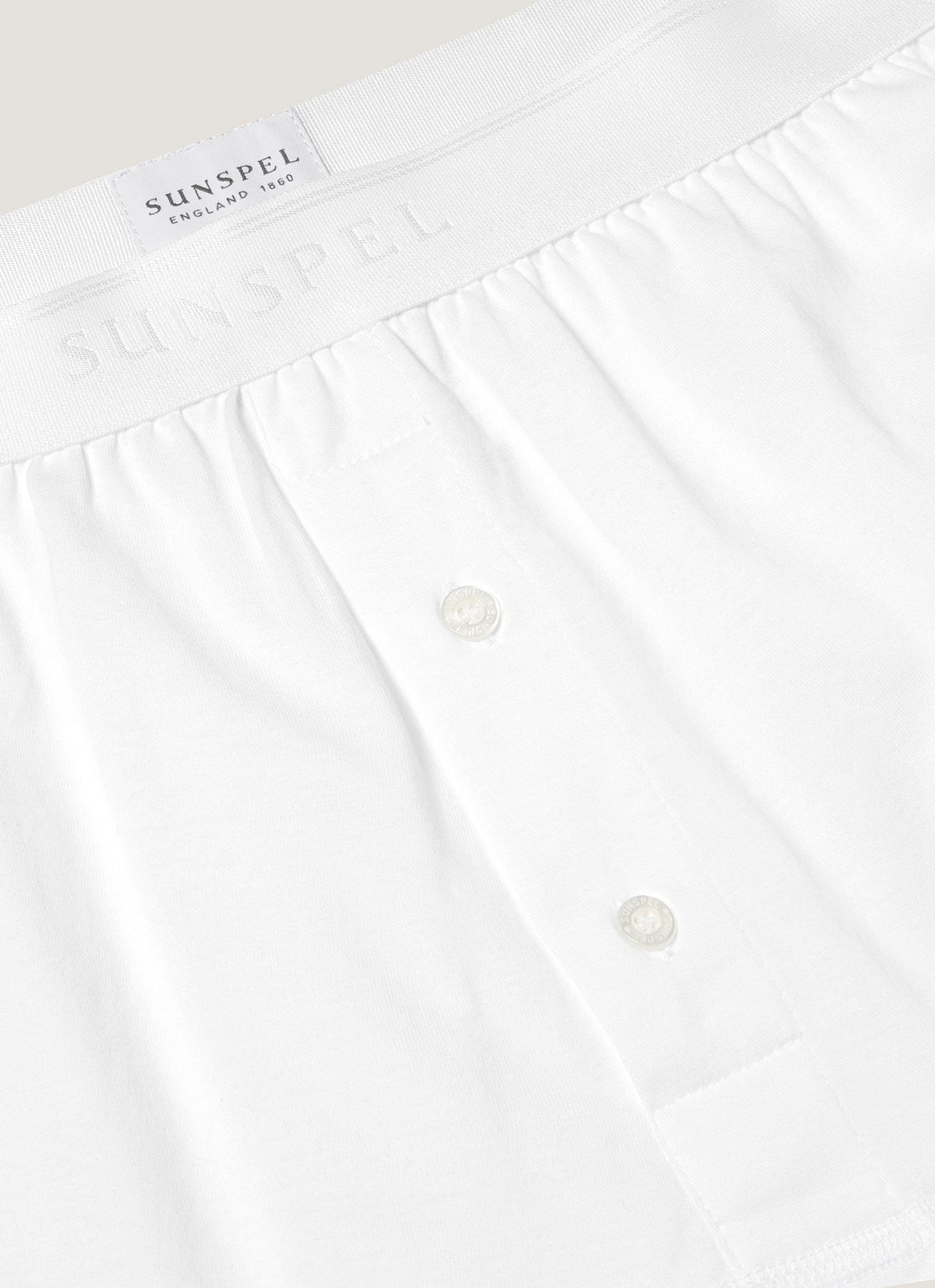 Mens Superfine Cotton Two Button Shorts In White