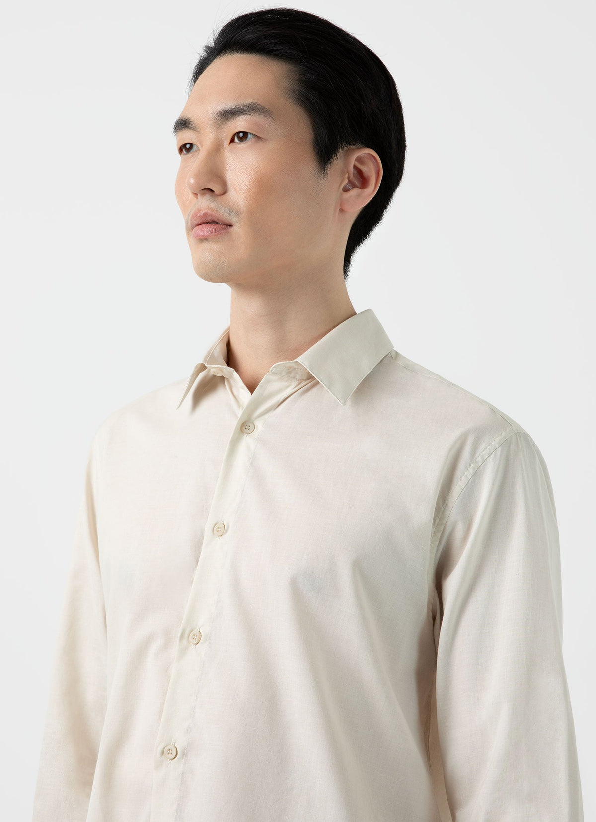 Mens Cotton Cashmere Shirt In Ecru Msht2076 Whcr