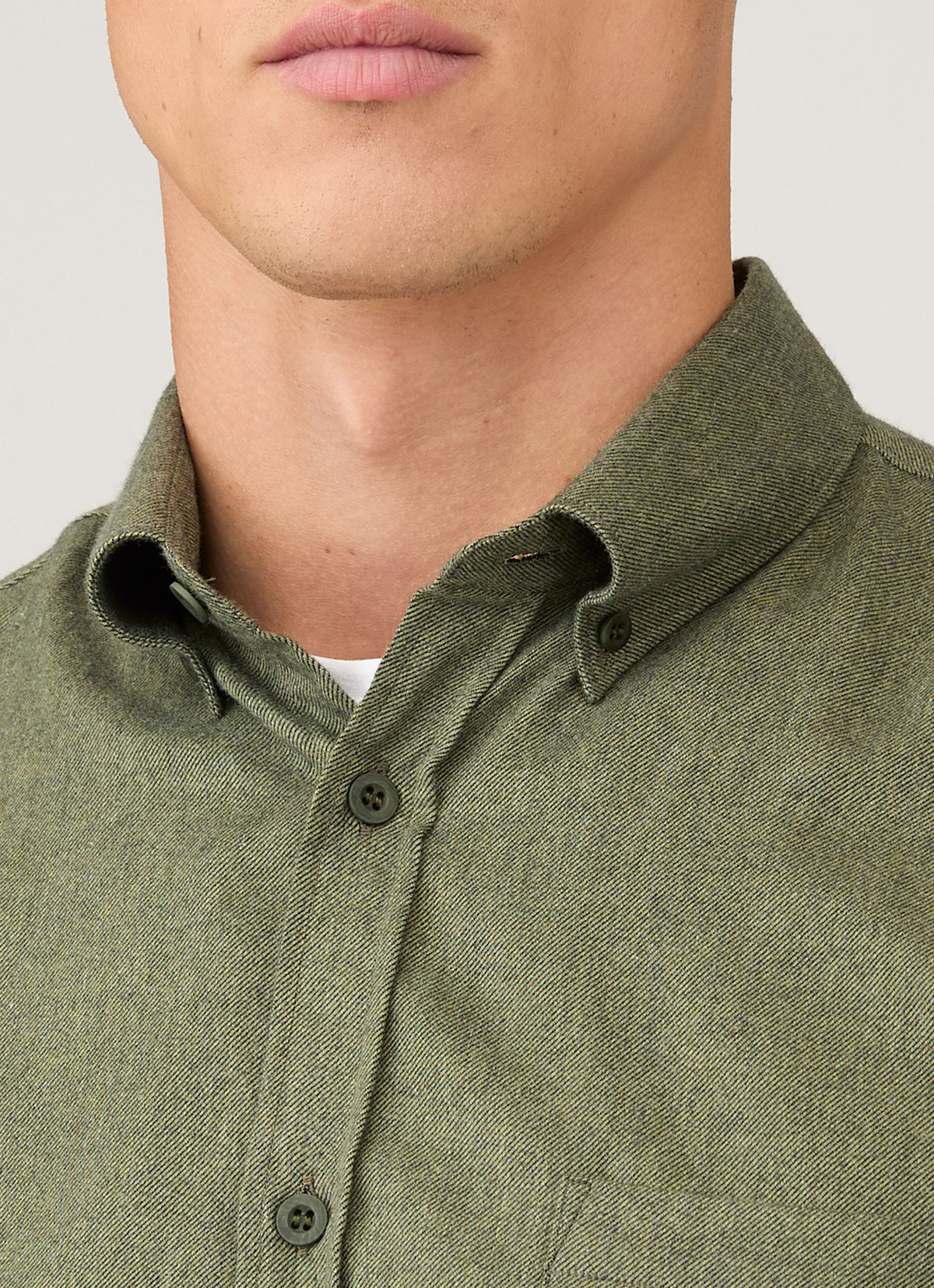 Mens Button Down Flannel Shirt In Sea Moss Melange Msht2131 Gniq