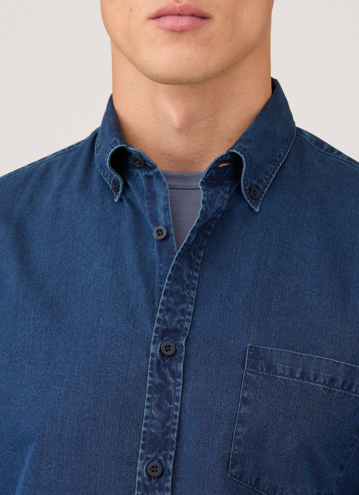 Mens Button Down Denim Shirt In Indigo Msht2133 Buad
