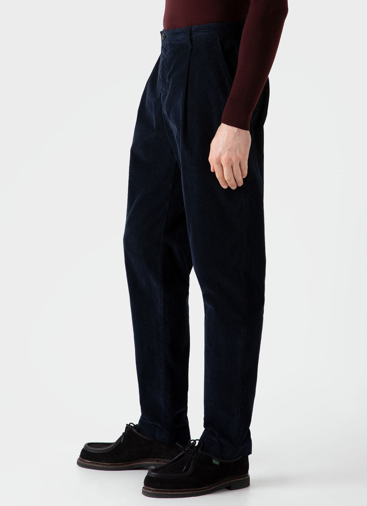 Mens Pleated Corduroy Trouser In Navy Mtrs3041 Buaa