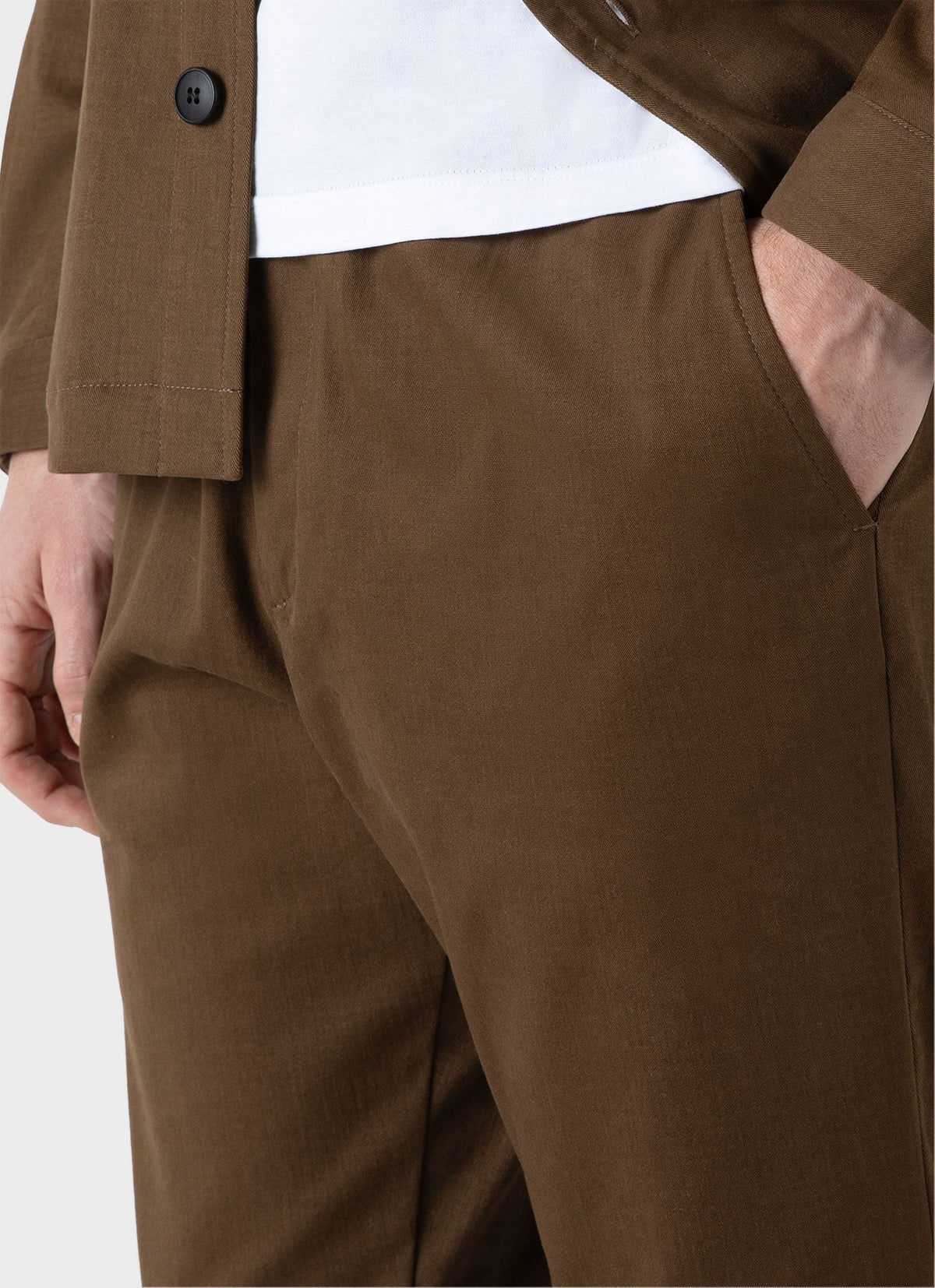 Mens Brushed Cotton Wool Drawstring Trouser In Dark Stone Mtrs3083 Whdc