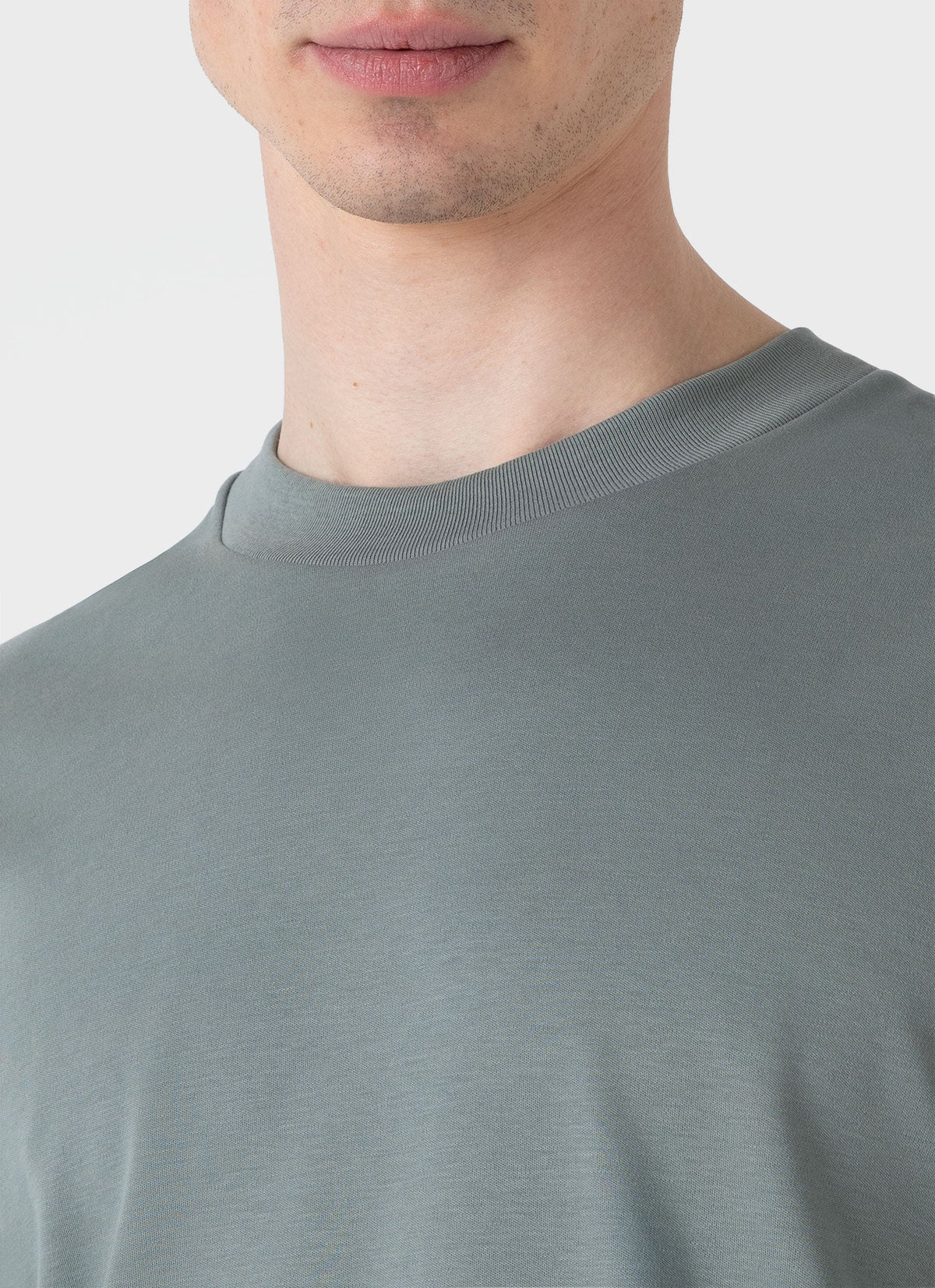 Mens Long Sleeve Heavyweight Tshirt In Smoke Green Mtsh0182 Gnhp