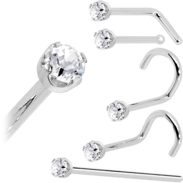 14k White Gold 2mm Lab Grown Diamond Nose Ring