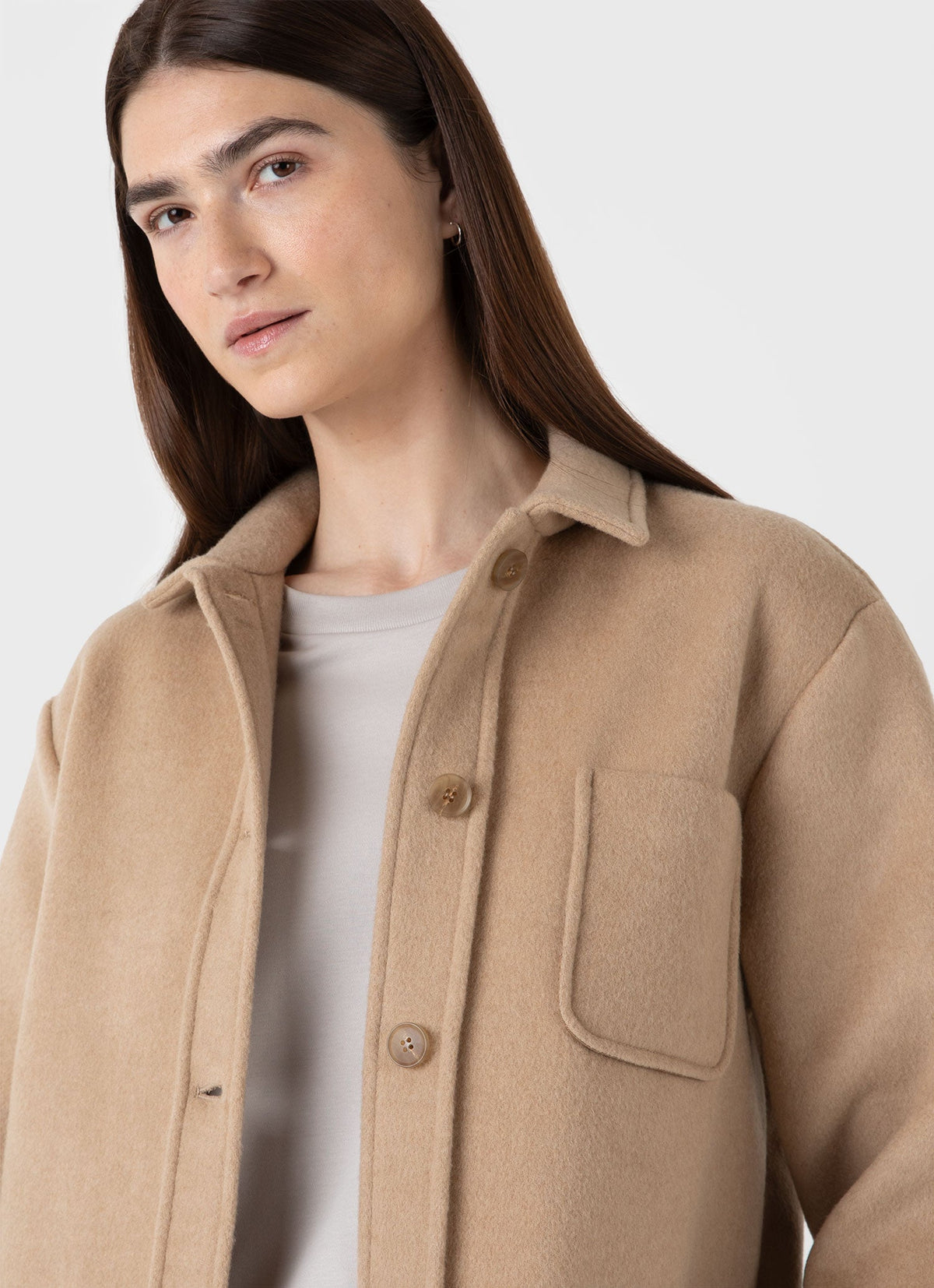 Womens Double Faced Twin Pocket Jacket In Light Camel Wjac7047 Brfg