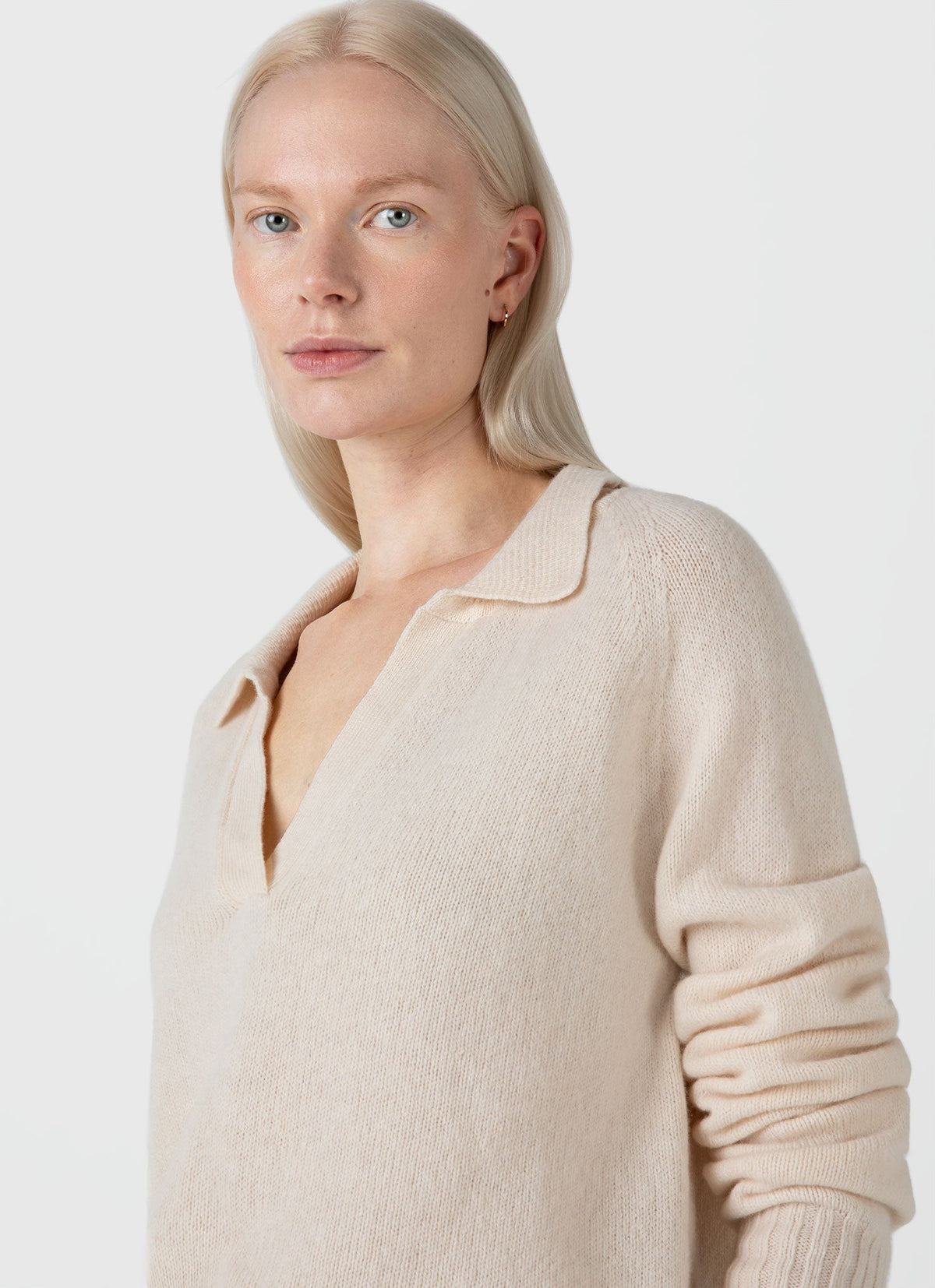 Womens Lambswool Polo Jumper In Ecru Wpol8192 Whcr