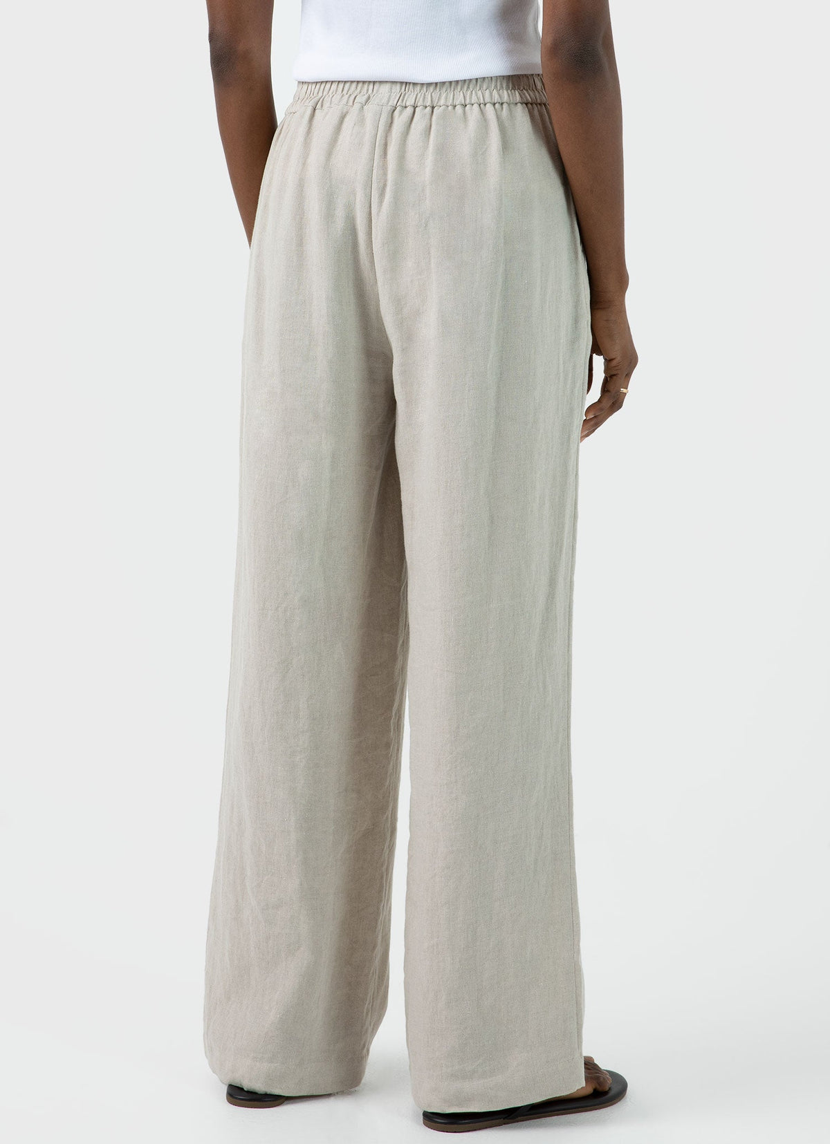 Womens Drawstring Wide Leg Trouser In Light Sand Wtrs3050 Brdv