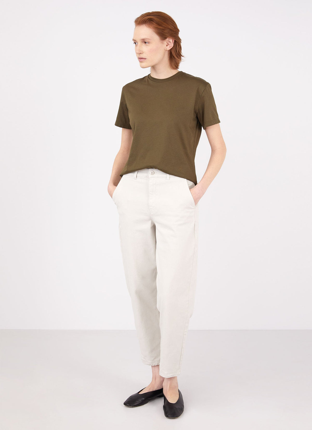 Womens Boy Fit T Shirt In Dark Moss