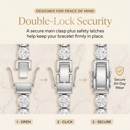 Luxury D-Color Moissanite Tennis Bracelet – 4mm Stones, 14K Gold Plated & Secure Double Clasp✨