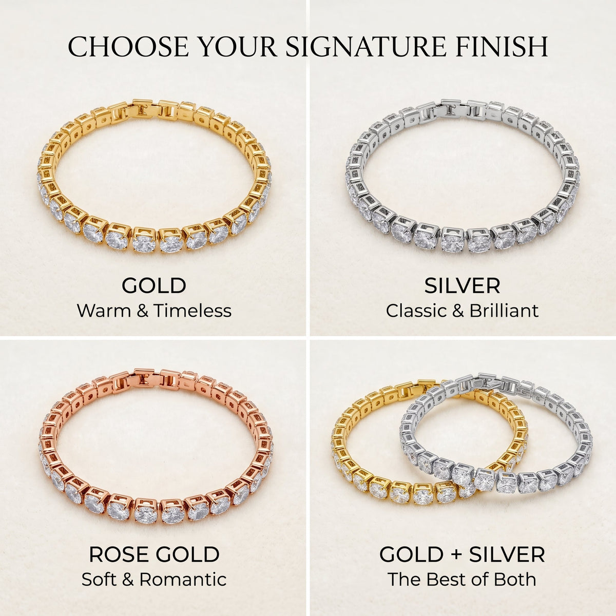 Luxury D-Color Moissanite Tennis Bracelet – 4mm Stones, 14K Gold Plated & Secure Double Clasp✨