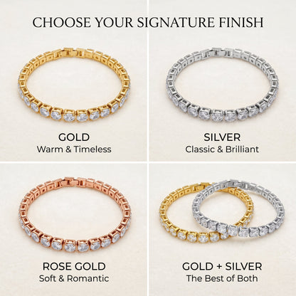 Luxury D-Color Moissanite Tennis Bracelet – 4mm Stones, 14K Gold Plated & Secure Double Clasp✨