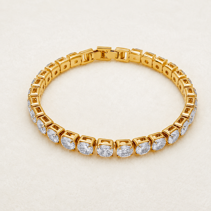 Luxury D-Color Moissanite Tennis Bracelet – 4mm Stones, 14K Gold Plated & Secure Double Clasp✨