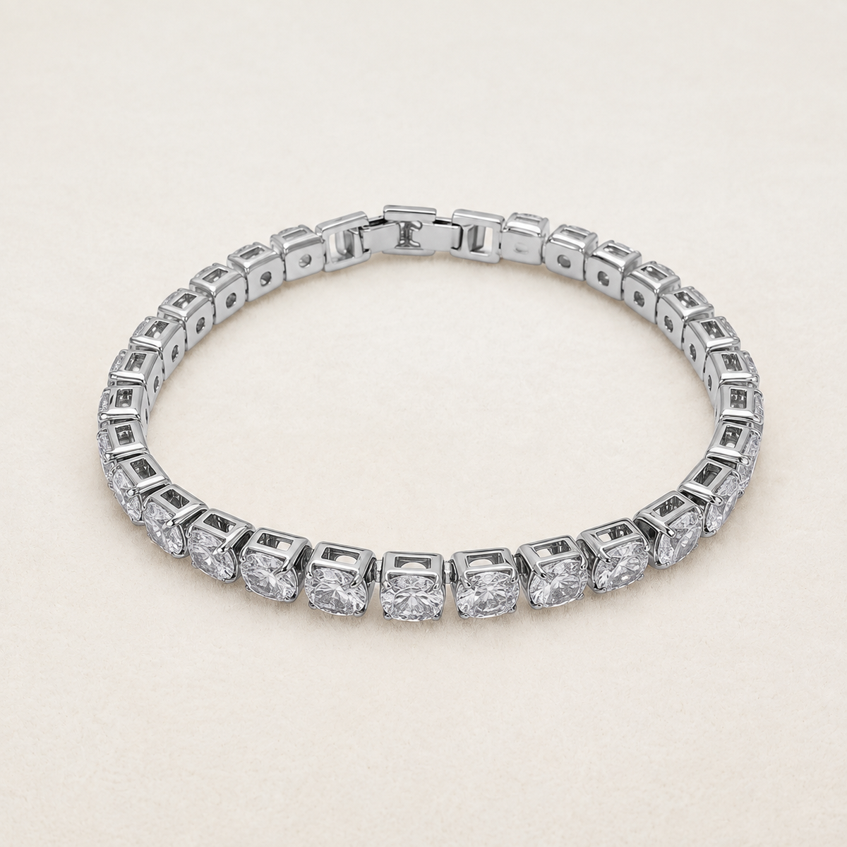 Luxury D-Color Moissanite Tennis Bracelet – 4mm Stones, 14K Gold Plated & Secure Double Clasp✨