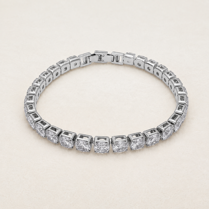 Luxury D-Color Moissanite Tennis Bracelet – 4mm Stones, 14K Gold Plated & Secure Double Clasp✨