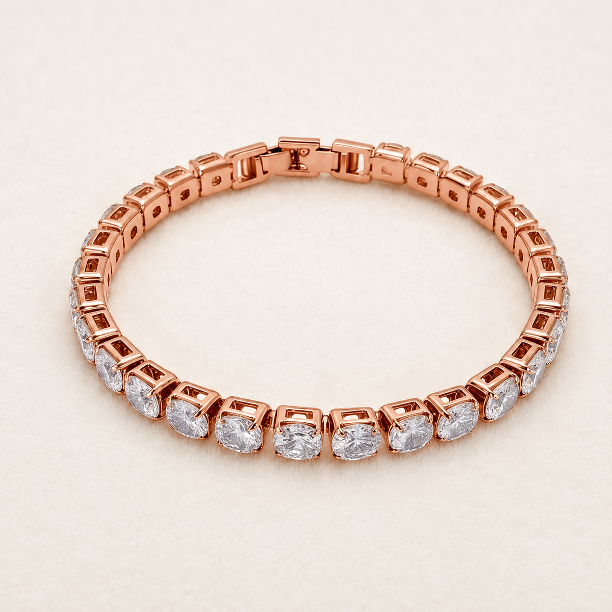 Luxury D-Color Moissanite Tennis Bracelet – 4mm Stones, 14K Gold Plated & Secure Double Clasp✨
