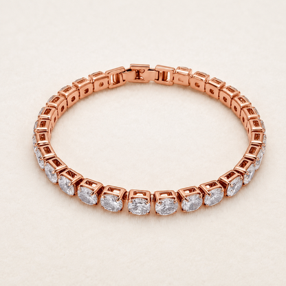 Luxury D-Color Moissanite Tennis Bracelet – 4mm Stones, 14K Gold Plated & Secure Double Clasp✨