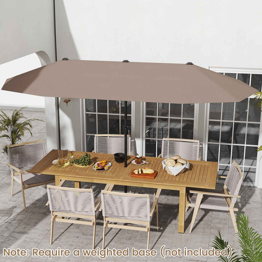 13 FT Large Patio Umbrella Outdoor Double-Sided Table Market Umbrella with Crank Handle-Beige