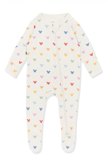 Zippered Footie in Pastel Mickey Mouse