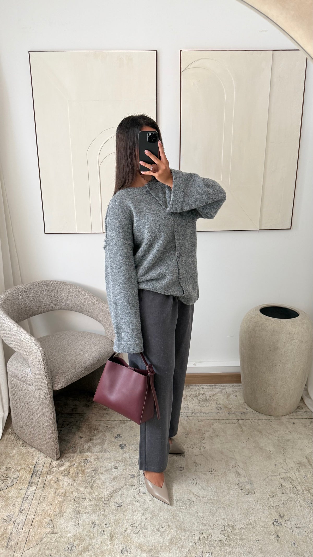 Cardigan épais et doux SOLÈNE  Gris