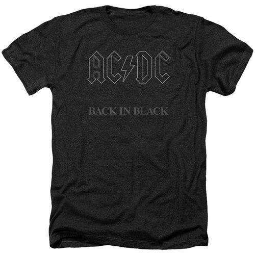 AC/DC Back In Black Adult Heather 40% Poly T-shirt