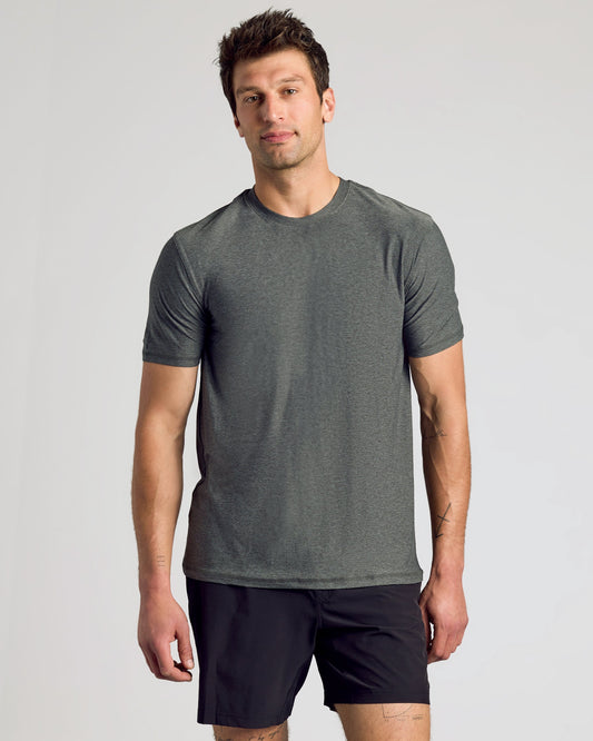 Charcoal Heather Gray Active Crew Neck Tee
