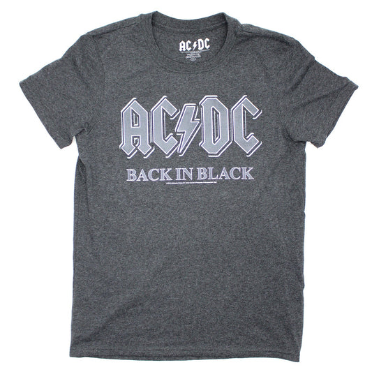 AC/DC Back In Black On Heather Charcoal T-shirt