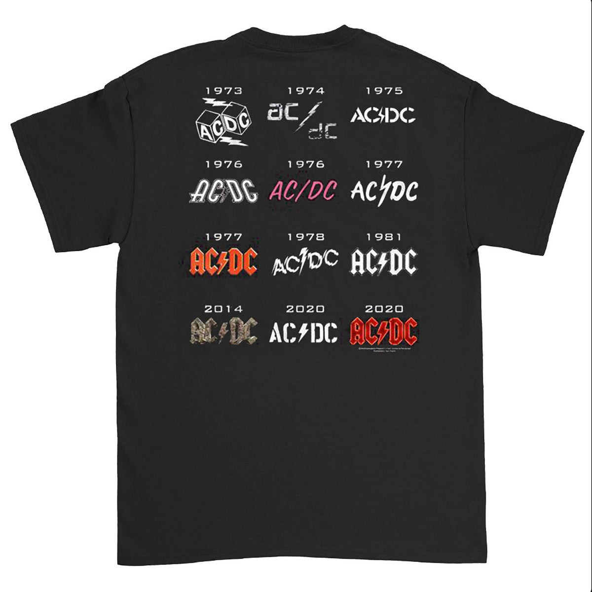 AC/DC AC/DC 50 Years Logos Front Back T-shirt