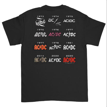 AC/DC AC/DC 50 Years Logos Front Back T-shirt