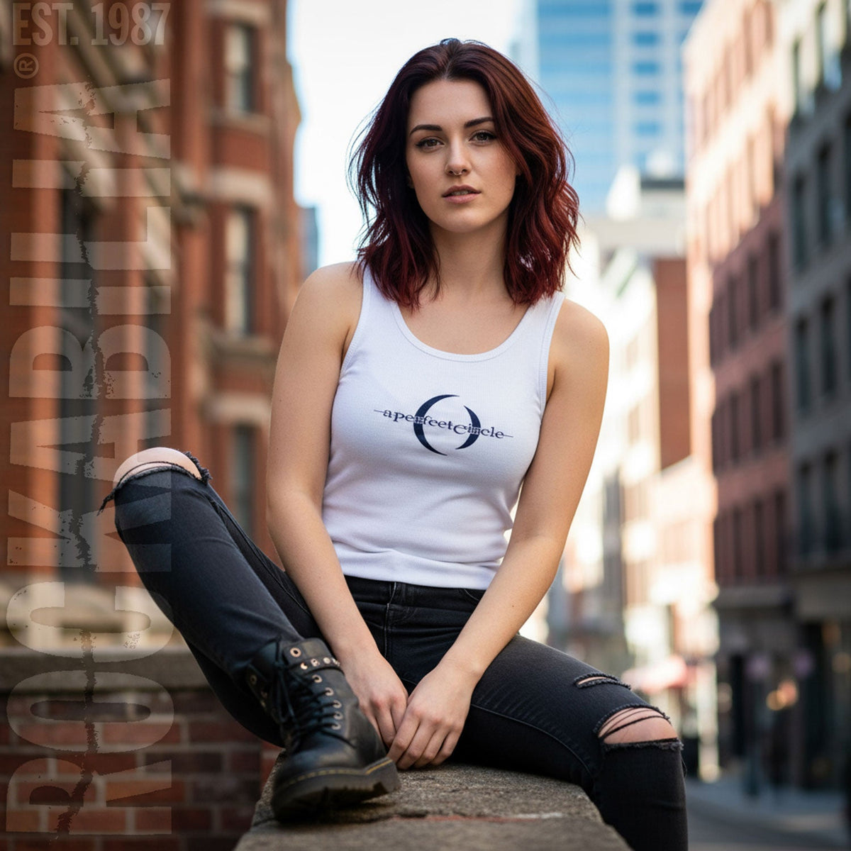 A Perfect Circle Logo On White Womens Tank