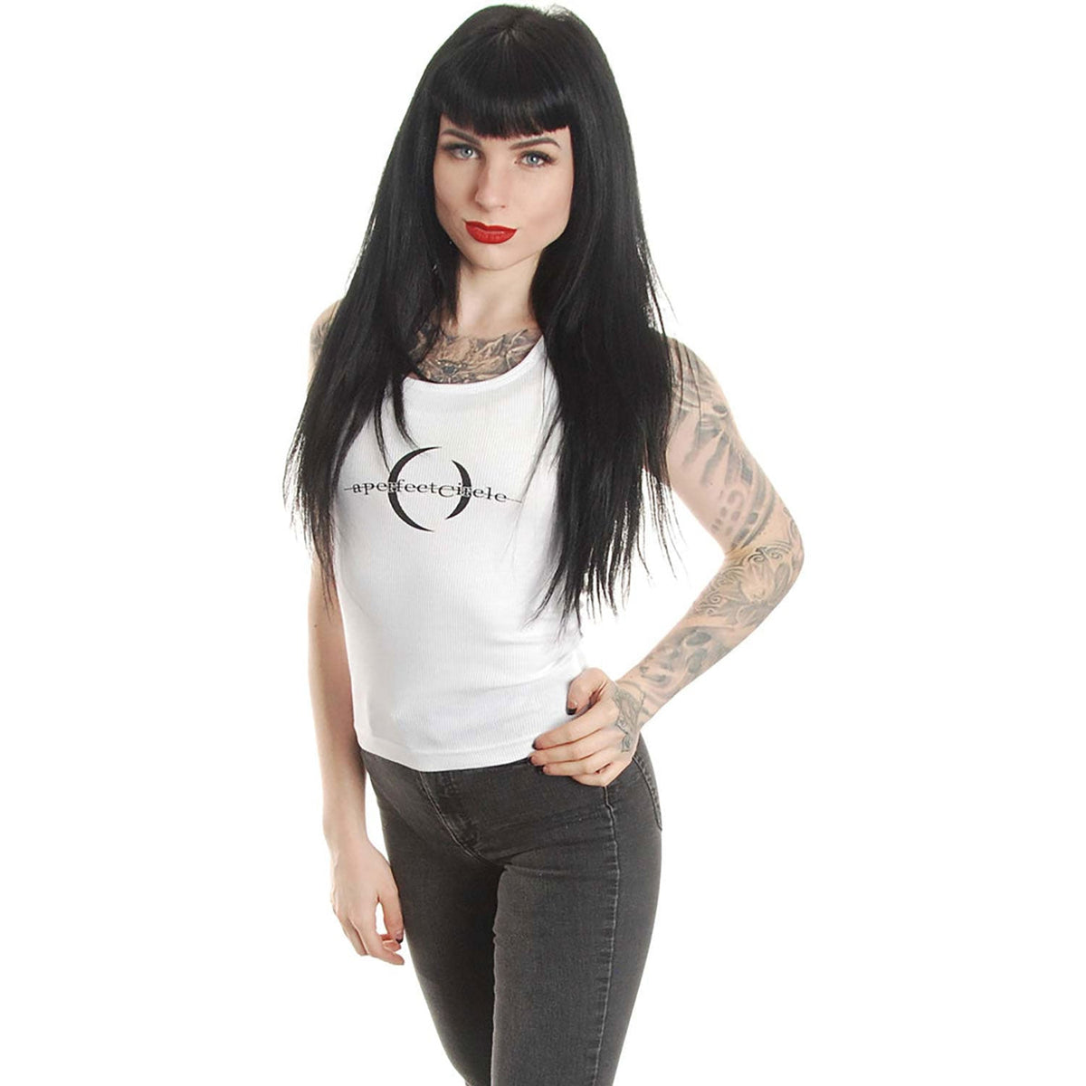 A Perfect Circle Logo On White Womens Tank