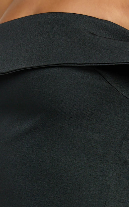 Cecilia Mini Dress - Off Shoulder Tie Detail Dress in Black