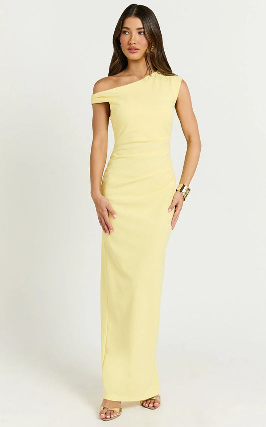 Genie Maxi Dress - Off The Shoulder Dress in Yellow