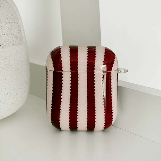 Airpods Case - Blushberry Scallop Stripes