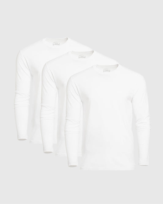 All White Long Sleeve Crew Neck 3-Pack