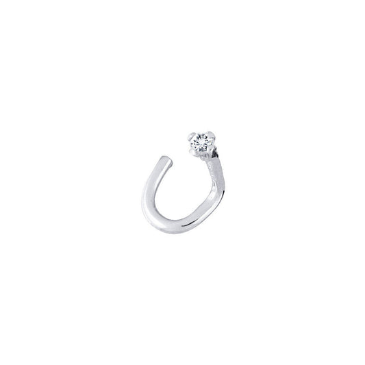 14k White Gold .02 ct tw Nickel Free Genuine Diamond Nose Ring