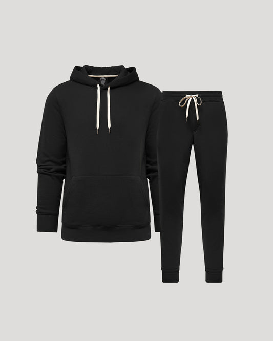 Black Pullover Fleece Hoodie & Jogger 2-Pack