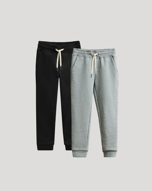 Boys' Black & Medium Heather Gray Fleece Joggers 2-Pack
