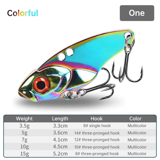 1PCS 3.5g/5g/7g/10g/15g VIB Fishing Lure – Rattlesnake Iron Jig, long-cast hard lure for predatory fish.