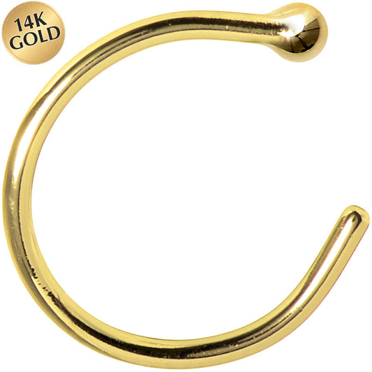 20G 3/8 Solid 14K Yellow Gold Nose Hoop