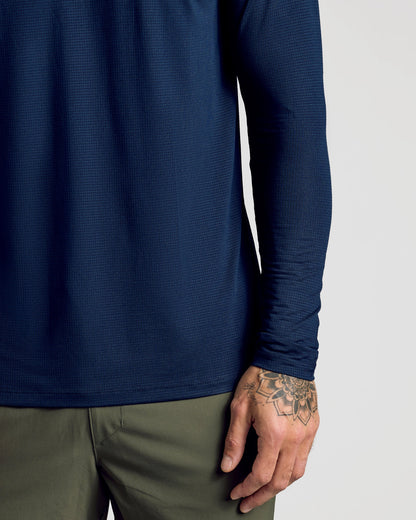 Navy Long Sleeve Active Mesh Crew
