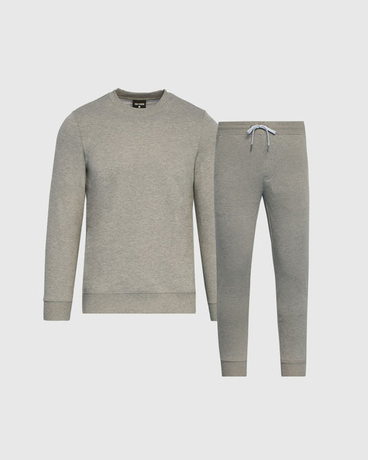 Dark Heather Gray Pullover Fleece Crew & Jogger 2-Pack