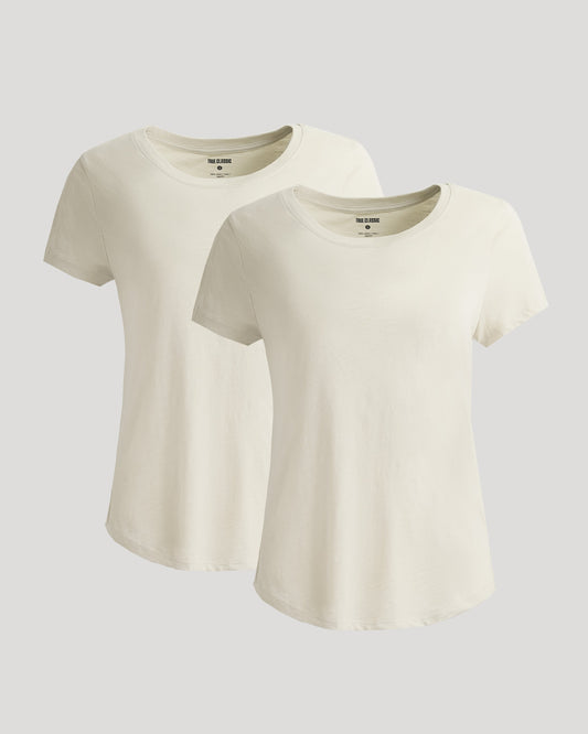 Womens Oatmeal Slub Scoop Neck Tee 2-Pack