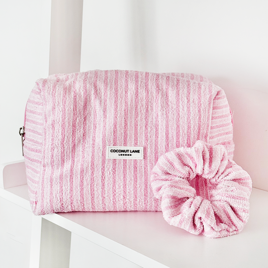 Powder Stripes Towel Makeup Bag & Scrunchie Set